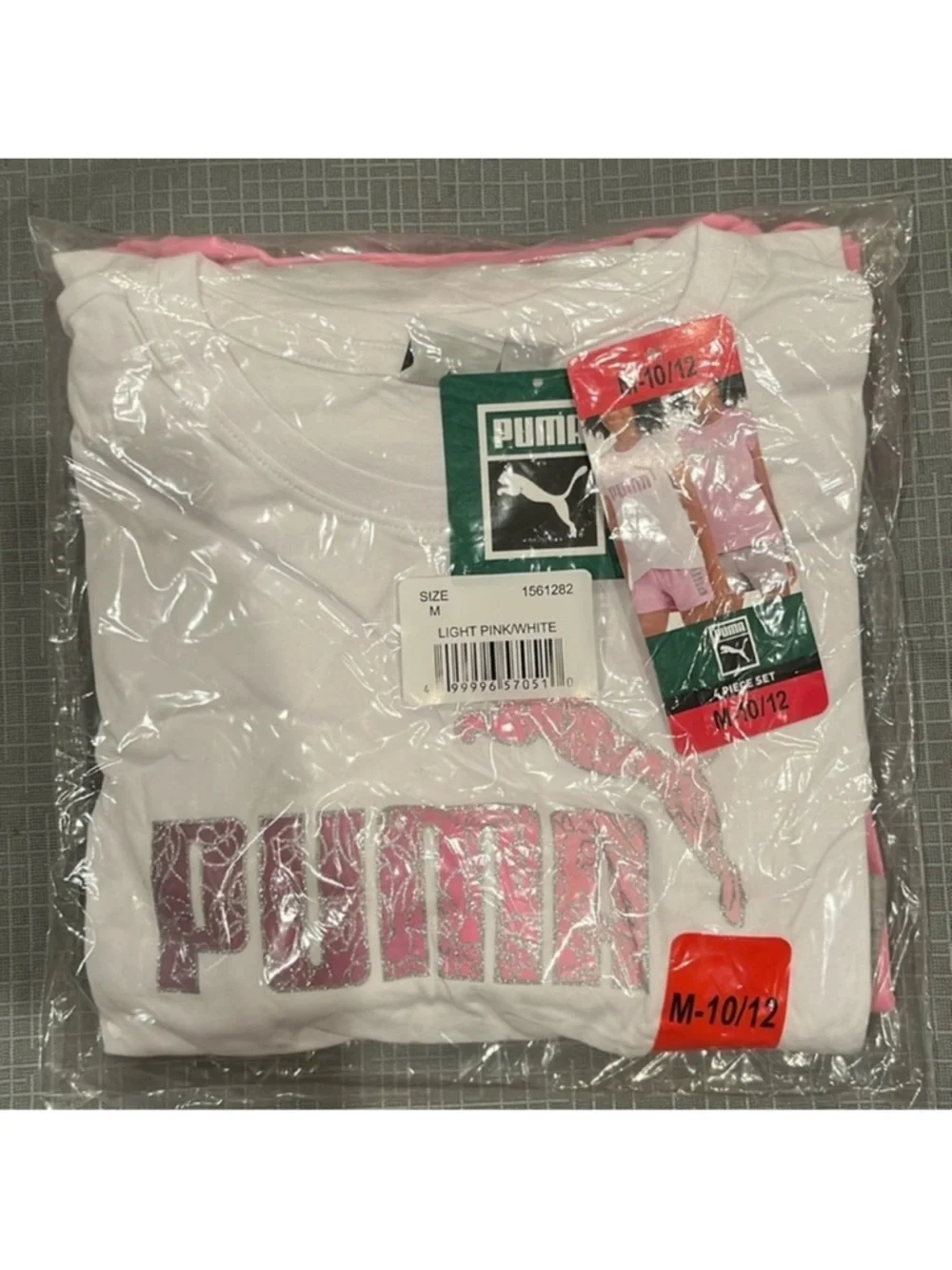 NWT PUMA Youth Girls 4-piece Set PINK WHITE GRAY - size M (10/12) casual active - Picture 2 of 10